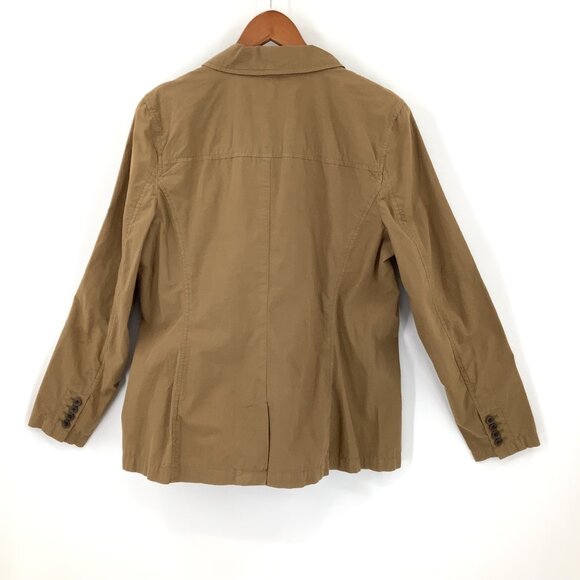 Lands' End Women's L 14-16 Khaki Safari Utility Jacket Cotton Blend - Picture 4 of 8